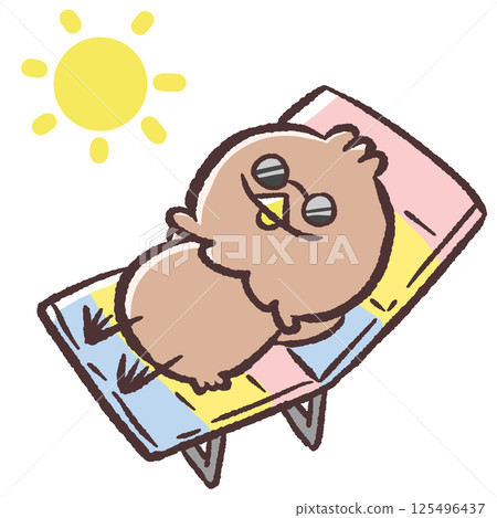 Illustration of a white bird getting a sunburn 125496437