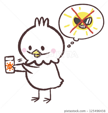 Illustration of a white bird applying sunscreen 125496438