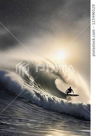 Young people enjoying the ocean sport of surfing 125496529