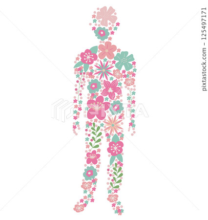 Healthy physically and mentally happy man. Illustration intended for medical education. Flat style image. Vector illustration isolated on white background. Healthy physically and mentally happy man. Illustration intended for medical education. Flat style image. Vector illustration isolated on white background. 125497171