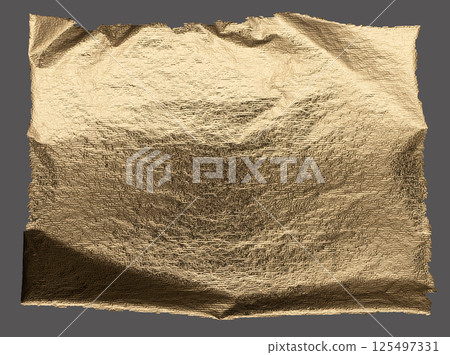 Crumpled brass and gold foil texture with a polished, sleek finish. Uneven, torn edges and a Crumpled brass and gold foil texture with a polished, sleek finish. Uneven, torn edges and a 125497331