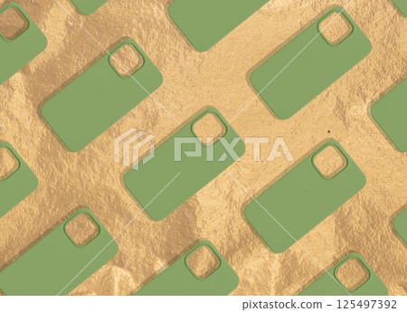 Phone case, creative, abstract design. Modern, minimal, green and golden accents, offering sleek Phone case, creative, abstract design. Modern, minimal, green and golden accents, offering sleek 125497392