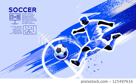 Vector soccer template featuring dynamic football players in action, designed Vector soccer template featuring dynamic football players in action, designed 125497616