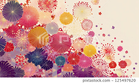 Summer fireworks background illustration 125497620