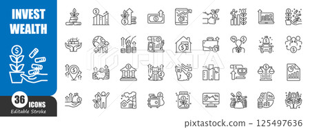 Investment and wealth . Financial outline icon . Editable stroke . Vector . Investment and wealth . Financial outline icon . Editable stroke . Vector . 125497636