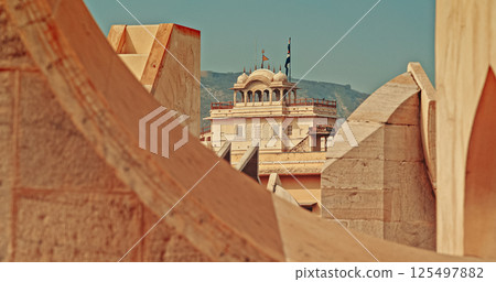 Jaipur, Rajasthan. Jantar Mantar Is Astronomical Observation Site Built In Early 18th Century. It Includes Set Of Some 20 Main Fixed Instruments. Worlds Largest Stone Sundial. Unesco World Heritage 125497882