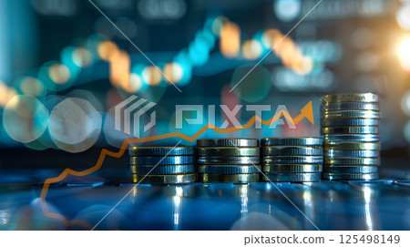 Finance, Bitcoin, charts and currency exchange, investment growth and capital investment. AI Generated Finance, Bitcoin, charts and currency exchange, investment growth and capital investment. AI Generated 125498149