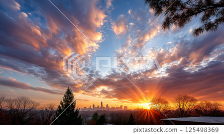 View of sunrise in the morning in nature 125498369