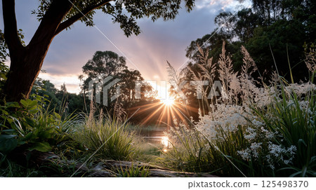 View of sunrise in the morning in nature 125498370