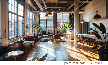 Coworking, a workspace for people working outside the office, a place for meetings. AI Generated 125498403