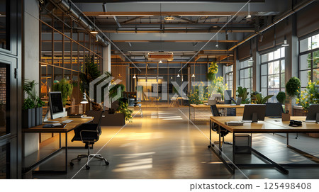 Coworking, a workspace for people working outside the office, a place for meetings. AI Generated 125498408