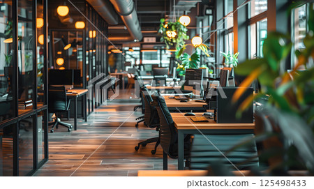 Coworking, a workspace for people working outside the office, a place for meetings. AI Generated 125498433