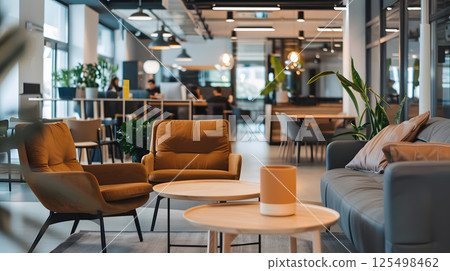 Coworking, a workspace for people working outside the office, a place for meetings. AI Generated 125498462