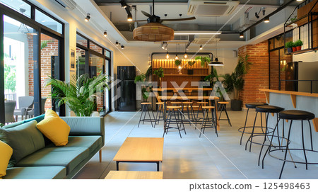 Coworking, a workspace for people working outside the office, a place for meetings. AI Generated 125498463