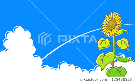 Bright blue sky and sunflower background material Bright blue sky and sunflower background material 125498536