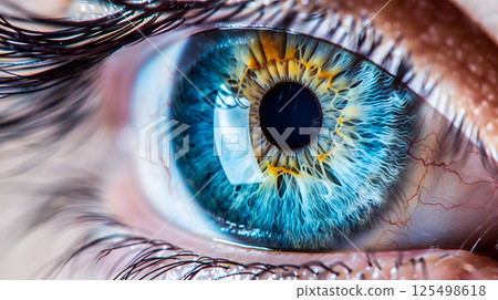 Human eye close-up, pupil and iris. AI Generated Human eye close-up, pupil and iris. AI Generated 125498618