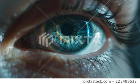 Human eye close-up, pupil and iris. AI Generated Human eye close-up, pupil and iris. AI Generated 125498632