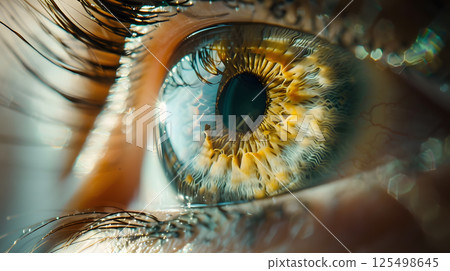 Human eye close-up, pupil and iris. AI Generated 125498645