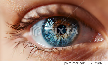 Human eye close-up, pupil and iris. AI Generated Human eye close-up, pupil and iris. AI Generated 125498658