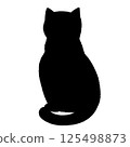 Sitting cat silhouette black cat 125498873