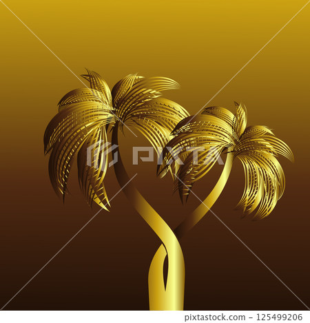 Golden Palm. Hand drawing. Not AI, Vector illustration. Golden Palm. Hand drawing. Not AI, Vector illustration. 125499206