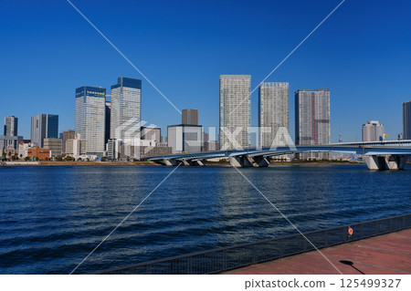 Scenery of Harumi Pier in Tokyo Bay area 125499327