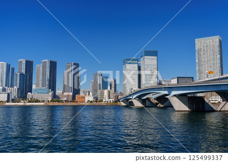 Scenery of Harumi Pier in Tokyo Bay area 125499337