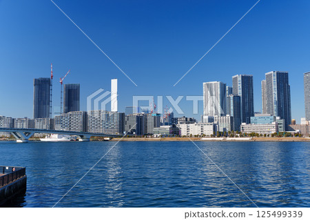 Scenery of Harumi Pier in Tokyo Bay area 125499339