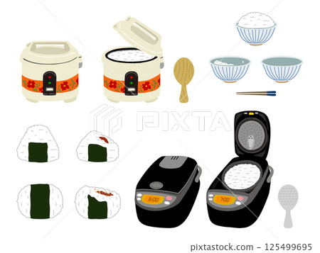 昭和復古電飯煲和現代電飯煲米飯的插圖 125499695