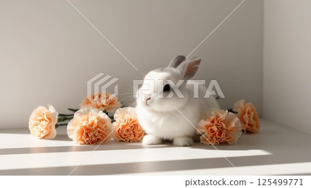 Rabbit and Carnation 125499771