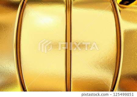 Vertical curved line pattern on golden metallic surface. Reflective and luxurious, suitable for packaging, product mockups, or decorative concepts Vertical curved line pattern on golden metallic surface. Reflective and luxurious, suitable for packaging, product mockups, or decorative concepts 125499851