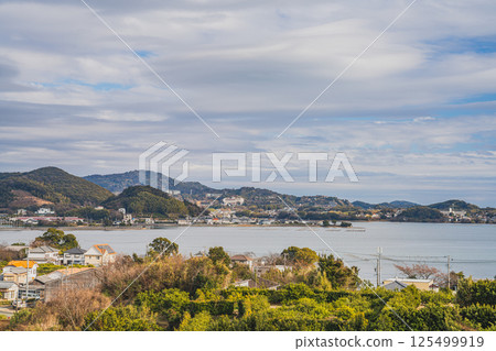 The Mikkabi townscape and Lake Inohana seen from the Mikkabi hill in Hamamatsu City (Shizuoka Prefecture) 125499919