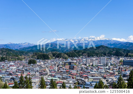 Takayama city and mountain scenery in Gifu prefecture Takayama city and mountain scenery in Gifu prefecture 125500416