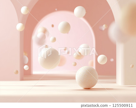 Pastel tone sphere background Futuristic pastel balloons 125500911