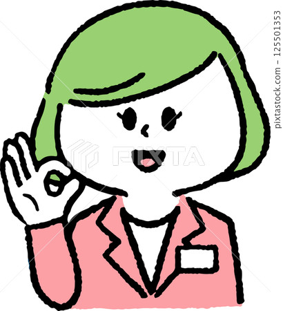 A woman in a suit who makes an OK sign 125501353