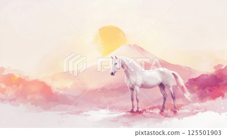 New Year's card material_Year of the Horse_Horse illustration 125501903