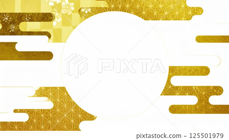 《AI圖像》白色和金色的日式背景素材 125501979