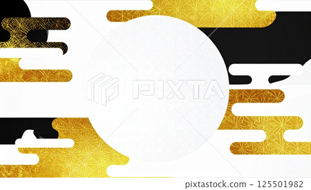 《AI Image》White and gold Japanese style background material 125501982