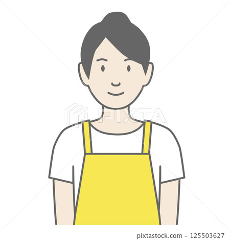 Illustration of a woman wearing an apron facing forward Illustration of a woman wearing an apron facing forward 125503627