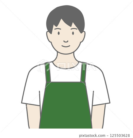 Illustration of a man wearing an apron facing forward 125503628