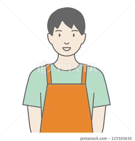 Illustration of a man wearing an apron facing forward 125503630