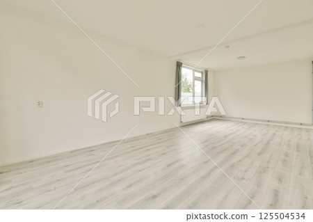 An empty room featuring white walls, large windows providing natural light, and light-colored flooring. Ideal for design inspiration and minimalistic aesthetics. An empty room featuring white walls, large windows providing natural light, and light-colored flooring. Ideal for design inspiration and minimalistic aesthetics. 125504534