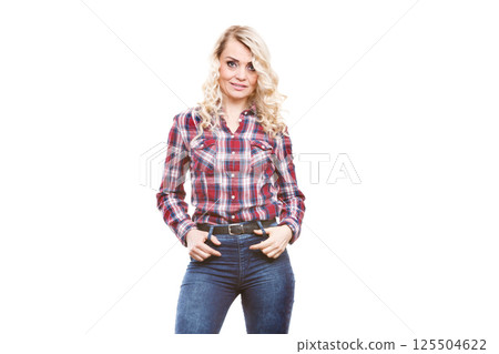 Mid aged woman casual style posing 125504622