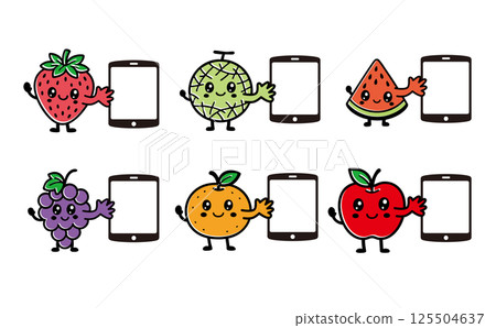 一組水果人物拿著藥片 125504637