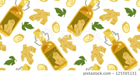 Seamless Ginger Bottle Lemonade Pattern 125505131
