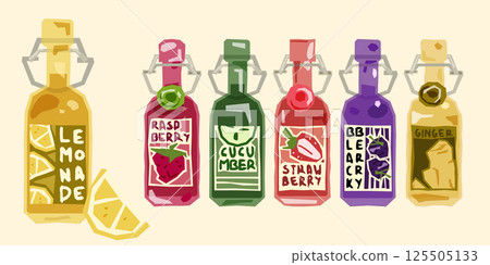 Cartoon Bottled Drinks Vector Set Cartoon Bottled Drinks Vector Set 125505133