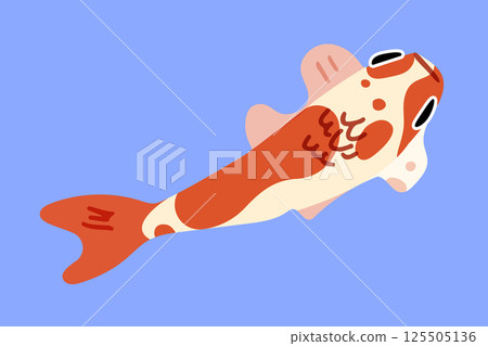 Cartoon Colorful Koi Fish Illustration 125505136