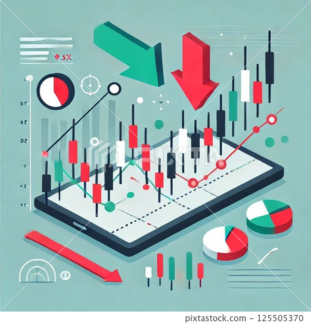Illustrations depicting stock exchanges, stock and FX exchange trading, etc. 125505370