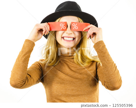 Woman after sale shopping 125505396