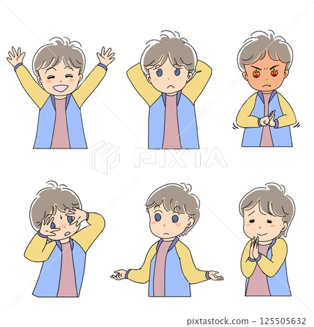 Six boys in various poses 125505632